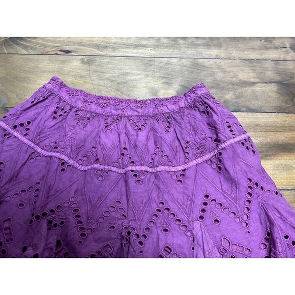 Free People Serenity Mini Skirt Size S Purple Eyelet Broderie Anglaise Ruffle - Picture 2 of 9